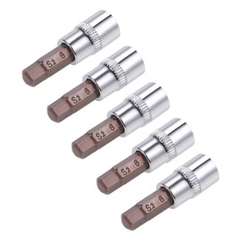 sourcing map 5pcs 1/4" Drive x H6 (6mm) Hex Bit Socket, S2 Steel Bits CR-V Sockets 38mm Length Use with Ratchet Wrench, Slide Bar, Extension Rod