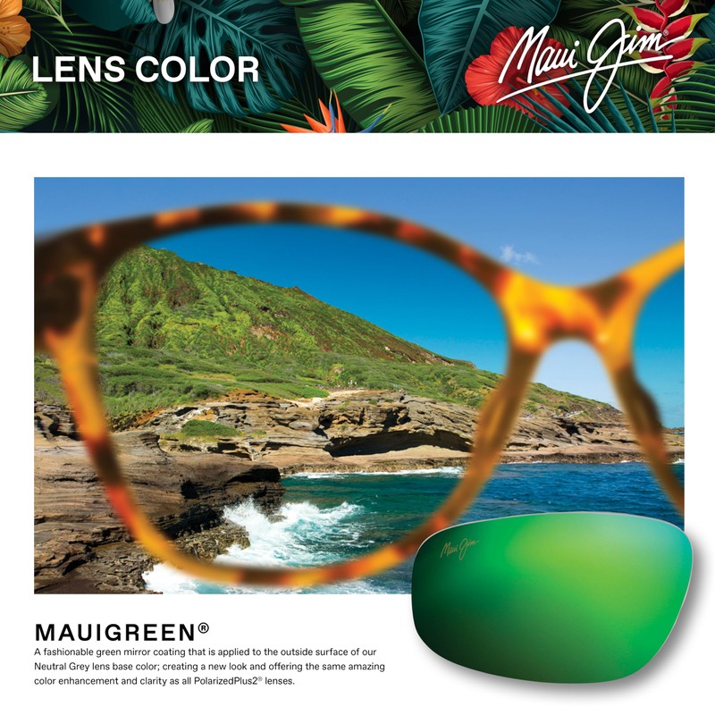 Maui Jim Unisex Kupale Sunglasses, Mauigreenr Kupale Shiny P