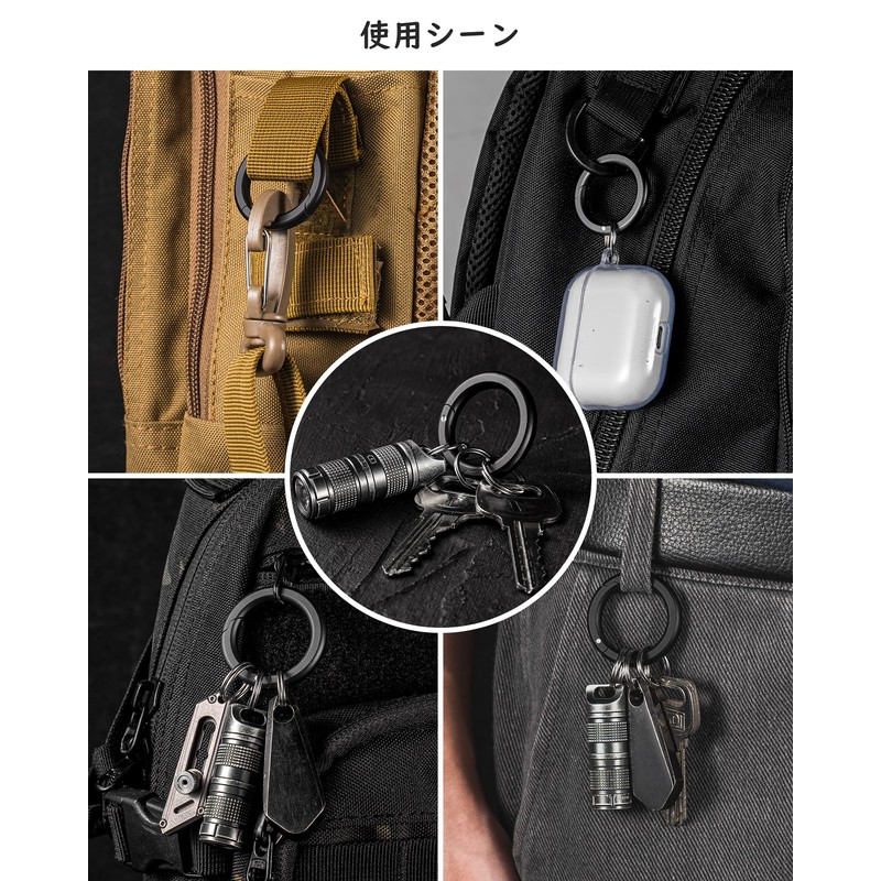 TIMULTI Round Carabiner Keychain Stylish Titanium Lightweight Small One-Touch Storage