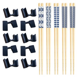 5 Pairs Chopsticks for Beginners, Kids Chopsticks, 10 Chopstick Aids Training Chopstick Set, Easy to Use for Kids for Sushi Parties and Asian Cuisine, Lightweight and Portable for Travel