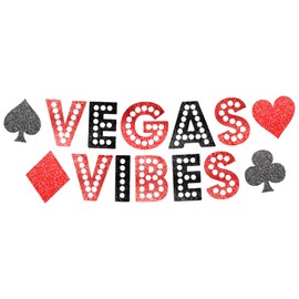 Casino Party Banner, Casino Themed Glitter Banner Vegas Vibes Banner Monte Carlo Poker Night Garland for Las Vegas Birthday Bachelorette Party Poker Party Decorations Supplies