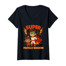 Womens Kids Superhero Big Brother T-Shirt Gift for Boys V-Neck T-Shirt