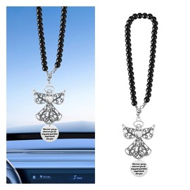 Angel Car Charm, Rearview Mirror Car Hanger, Angel Car Hanging Ornament, Wherever You Go Whatever You Do May Your Guardian Angel Watch Over You, New Driver Blessing Guardian Angel Present(with Charm)
