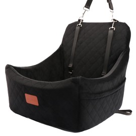 WOOAIDAGG Dog Car Seat for Medium Sized Dog,Pet Travel Car Bed with Seat Belt Channle,Fully Detachable and Washable Car Dog Seat with Adjustable Straps,3 Straps Easy to Install (Black)