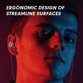 QKZ AK3 In Ear Monitor Headphones, Portable 3.5mm Wired Gaming IEM In-ear Earphones Ear Buds, HiFi Stereo Headphones Cool Purple Clear IEM in Ear Inear Monitors Earbuds for Singers Musicians with Mic