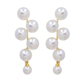 QLEUIFT 1 Pair Pearl Cluster Earrings Long Pearl Earrings Vintage Pearl Earrings Gold Pearl Long Tassel Earrings Boho Pearl Tassel Earrings Jewellery for Women and Girls Gifts
