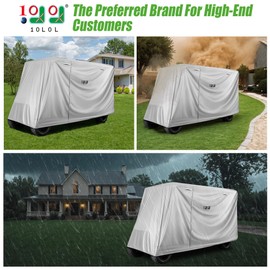 10L0L Universal 4/4+2-Seat Golf Cart Cover - Heavy-Duty 420D Waterproof with Windproof Straps, Ventilation & Three Zippered Access for Yamaha/EZGO/Club Car