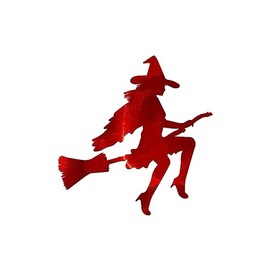 Witch Silhouette Vinyl Decal Notebook Car Laptop 5.5" x 5.5" (Red Holographic)