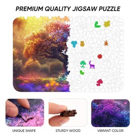 Qiuenisray Wooden Puzzles for Adults 1000pcs, Tree of Life Wooden Jigsaw Puzzles,16.1x23.4in,Royal,Unique Shape Adult Puzzles,Irregular Wood Puzzles Creative Gift for Adults and Kids Family Game