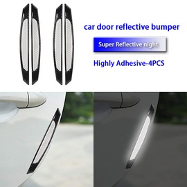 WeFoonLo Pack of 4 Carbon Fibre Door Protection Stickers for Car SUV Pickup Truck (White)