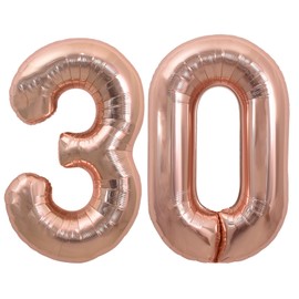 TONIFUL 40 Inch Large Rose Gold Number 30 Balloons Giant Digital 30 Helium Balloons, Foil Mylar Big Number Balloons for 30th Birthday Party 30th niversary Supplies Decorations