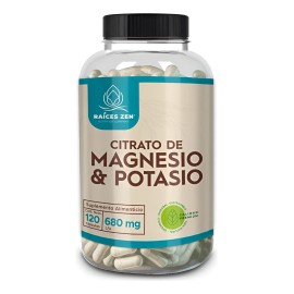 Citrato de Magnesio  Citrato de Potasio  Magnesio y Potasio de Alta Absorcin  Races Zen  120 Cpsulas Veganas  Apoyo Muscular y Reduccin del Cansancio 