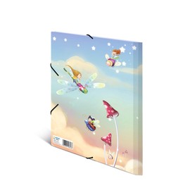 HERMA 19823 A4 Kindergarten Fairy Dance Collector's Folders, Pack of 3, Children's Cardboard Corner Folder with Inner Print and Elastic Band, Sturdy Cardboard Folders Set for Boys and Girls