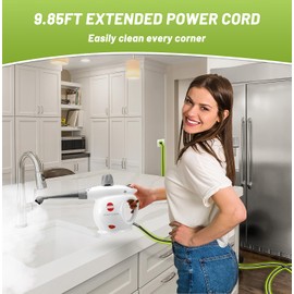 Outspurge Handheld Steam Cleaner, Pressurized Multi-Surface Steam Shot with 13 Accessories, Safety Lock, Steamer for Cleaning Floor, Upholstery, Grout, Windows, Couch and Car, White