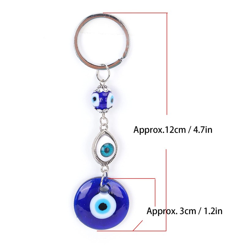 Turkish Blue Evil Eye Keyring, Good Luck Keyring with Ring,