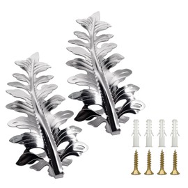 MoYouno 1 pair of curtain holders, tie hooks for curtains, large vintage leaf curtain tiebacks, tiebacks for curtains, retro decorative curtain holders, tie backs for curtains (silver)