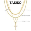 TASISO Layered Gold Necklaces for Women Tiny Initial Necklaces 14K