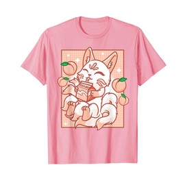 Japanese Kitsune Anime Fox Kawaii Peach Milk Men Women T-Shirt