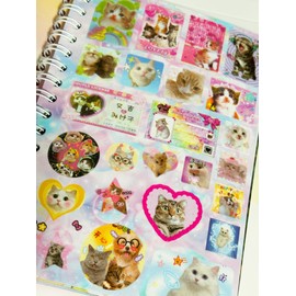 Cat Sticker Book, 30 Pages Over 800 + 10pcs Creative Kawaii Stickers Cute Die Cut Stickers with 3 Coating Types for Scrapbook Journal and Planner Sticker Gifts