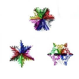 Set of 3 Christmas Hanging Embellishment, Christmas Decorative Balls, Ceiling Foil Bells, and Snowflake for Xmas Tree and Home decoration Ornaments