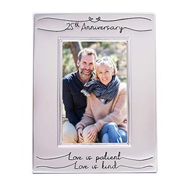 Haysom Interiors Beautiful Two Tone Silver Plated 25th Anniversary 4" x 6" Picture Frame with Black Velvet | Unique and Thoughtful Gift Idea
