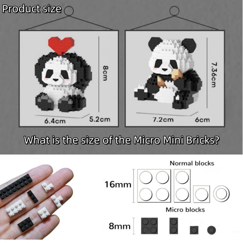 QMEAKMONY Mini Building Blocks Panda Sets Cute Micro Mini Panda