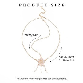 Catery Flower Headchain Pearl Tassel Head Jewelry Gold Head Chain Bride Wedding Headpiece Boho Festival Hair Jewelry for