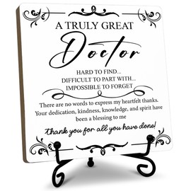 FUQWZ Thank You Doctor Gifts, A Truly Great Doctor Quotes Desk Decor, Gratitude Sign Wooden Plaque With Iron Stand, Appreciation Gifts For Doctor Dentist, Gifts for Thanksgiving Christmas Easter(002)