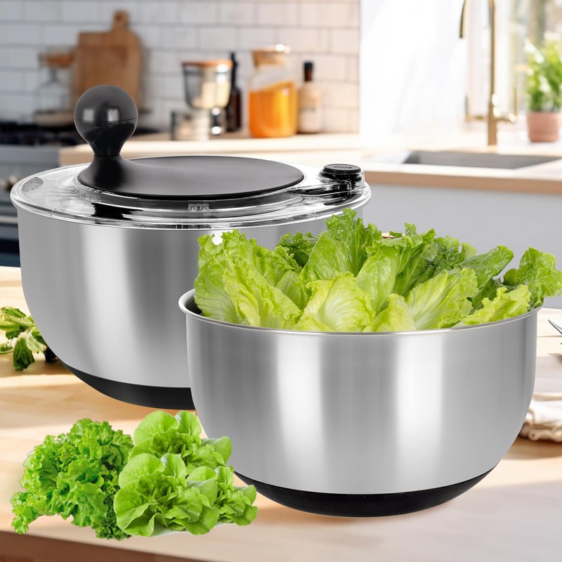 supernal 5.3Qt Salad Spinner Lettuce Spinner with Stop Button Vegetable