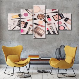 TUMOVO Makeup Tools Wall Paintings for Living Room Beauty Salon Pictures Print On Canvas Powder Room Bathroom Wall Art Bedroom Wall Decoration Office Wall Art Giclee Framed Ready to Hang - 60" Wx32 H