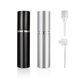 MILASONUS 5ML Perfume Travel Spray Bottle(2 PCS), Perfume Atomiser Refillable, Portable for Travel Holiday, Outdoor Activities and Business (black+silver)