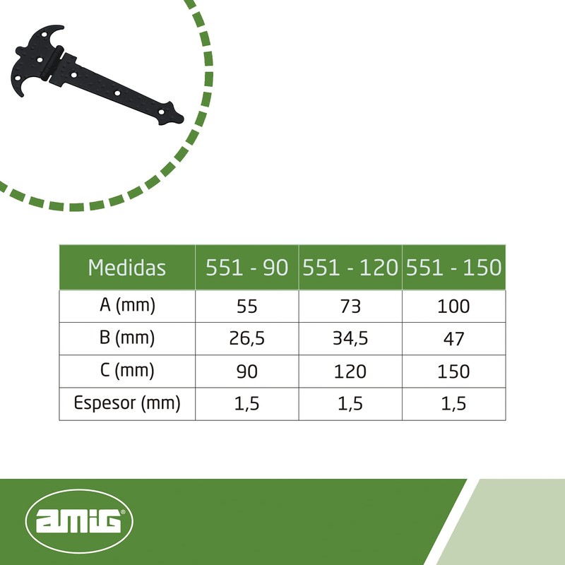 AMIG – Hinge 551 – 120 x 1.5 Black