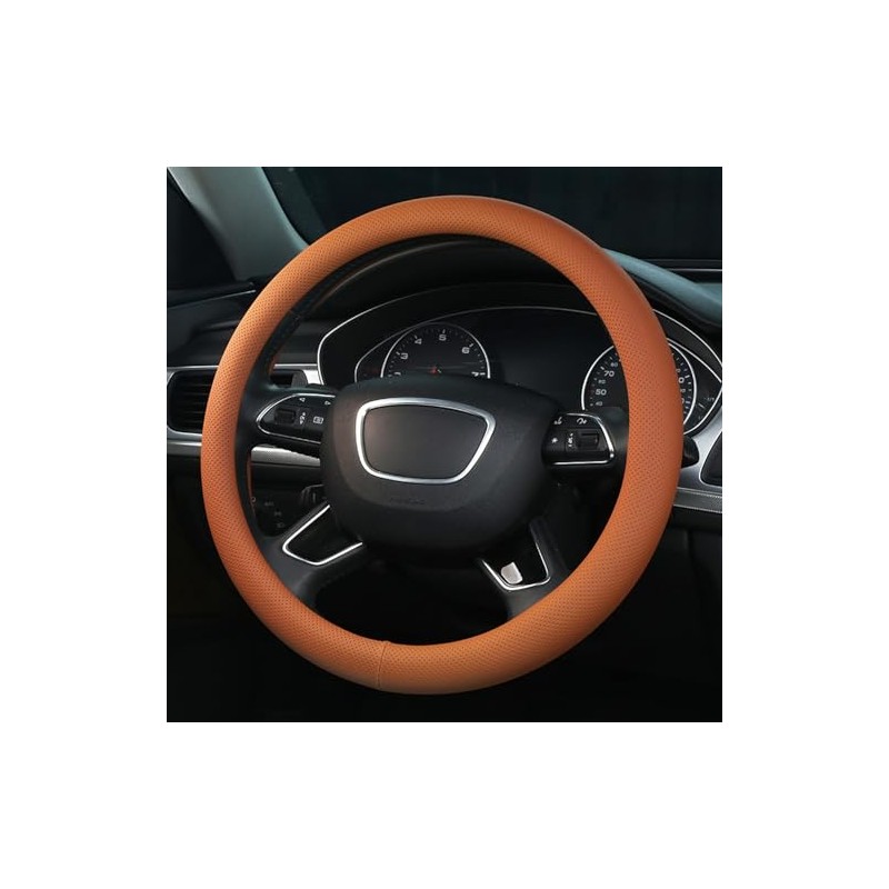 ALEMODR Custom Car Steering Wheel Cover for Toyota,Orange Premium Leather