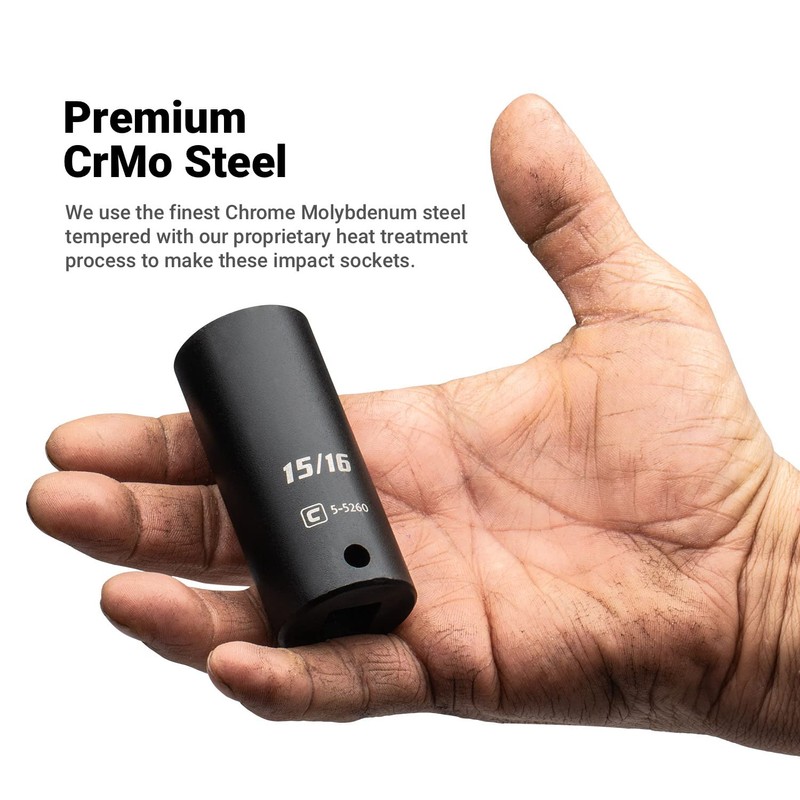 Capri Tools 7/16-Inch Deep Impact Socket, 1/2-Inch Drive, 6-Point, SAE