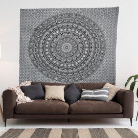 Craft Trade Black and White Tapestry - Aesthetic Wall Hanging Boho Tapestry Indian Hippie Living Room Wall Decor Bohemian Home Decoration Art - 84x90 Inches