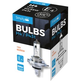Simply S472 H4 Headlight Car Headlight Bulb, 12 V, 60V, 60/ 55W, Comply left ECE R-37, Base PK22n, Suitable for y 1 Headlights, Maximum Visibility, White