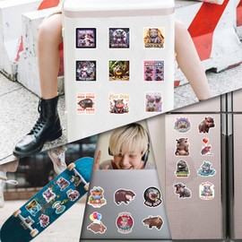 50PCS Moo Deng Stickers for Kids,Waterproof Vinyl Moo Deng Hippo Stickers for Decorating Laptops, Water Bottles, Notebooks, Party Gifts for Kids Teens and Adults (Blue)