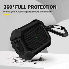 Newseego for AirPods Pro 2nd Generation Case with Secure Lock, Cool Military Armor Case with Keychain for Women Girls Men Soft TPU Full Body Protection Bumper Shockproof Cover for AirPods Pro 2-Black