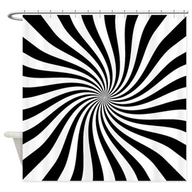 CafePress Black White Twist Stripes Decorative Fabric Shower Curtain