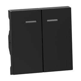 LEGRAND, Seano 765309 Series Rocker for Illuminated Series Switches, Double Toggle Switch and Double Push Button, Switch Cover, Rocker Plate, Colour: Black Lacquered