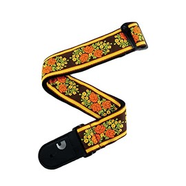 D'Addario Accessories Guitar Strap - Electric, Acoustic & Bass Guitar Strap - Woven, Peace Love - Brown and Yellow