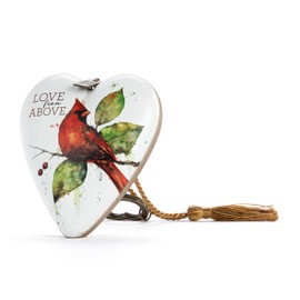DEMDACO Art Hearts Collection Love From Above Red Watercolor Cardinal 3.5 x 3.5 Metal Art Heart with Decorative Key