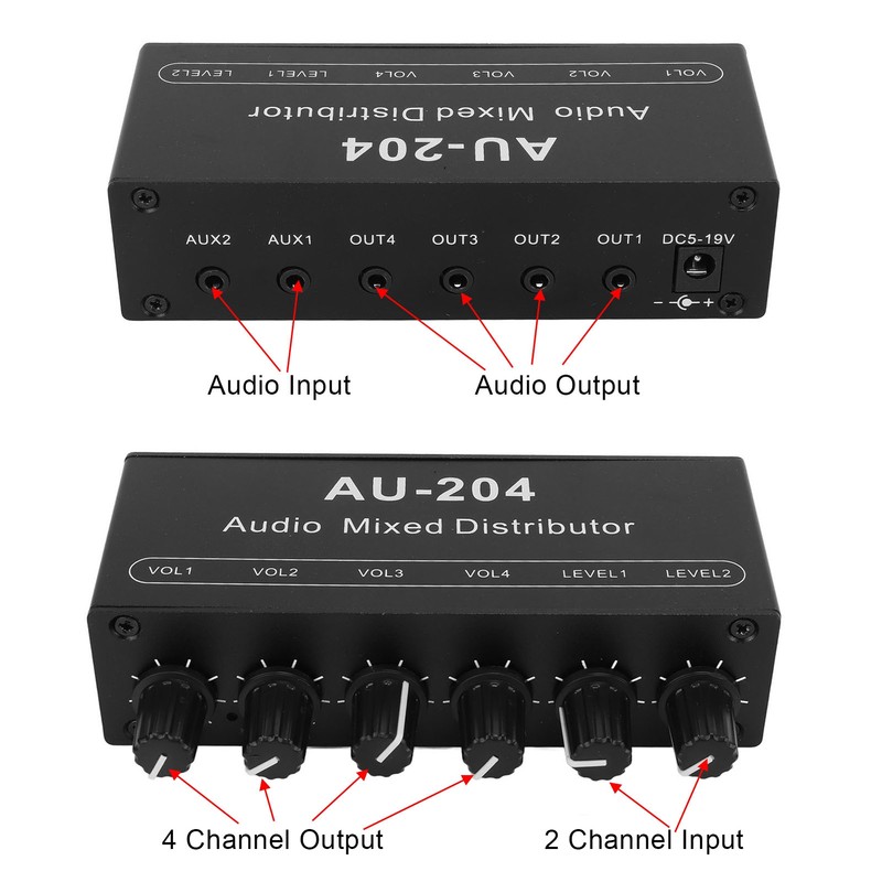 Stereo Audio Splitter Box Mini Preamplifier Headphone Amplifier 2 Way