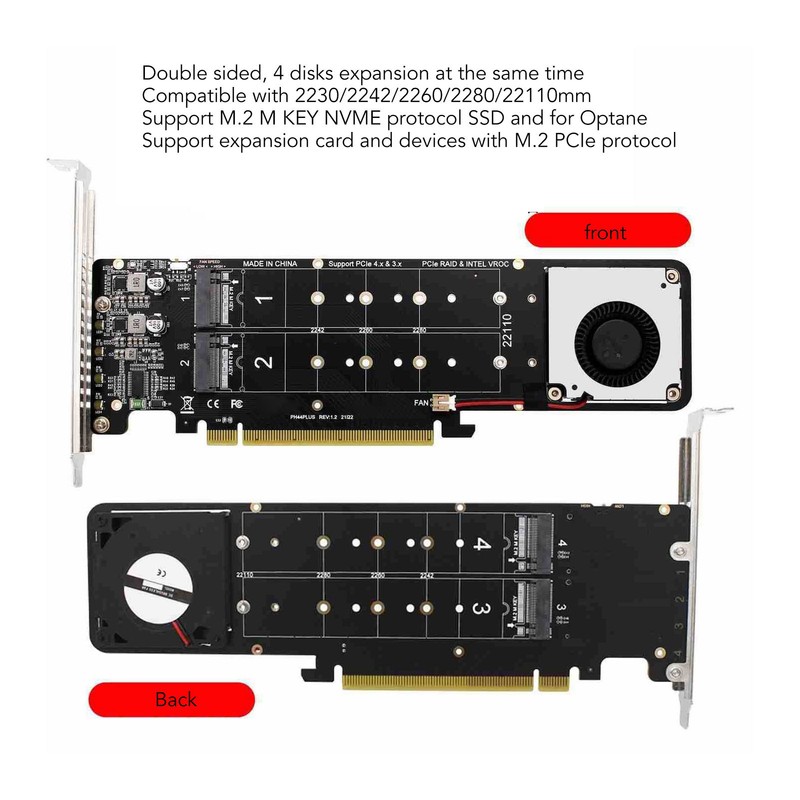 M.2 NVMe SSD Adapter Card Double Side LED Indicator High