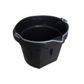 8 Quart Black Rubber Flat Back Sided Utility Bucket Pail - Pack of (1)