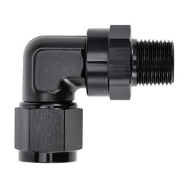 EVIL ENERGY 8AN Female to 3/8 NPT Pipe Swivel 90 Degree Adapter Fitting Black Aluminum