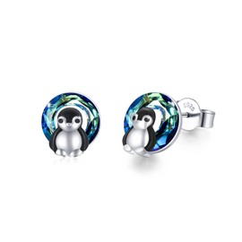 Penguin Earrings for Women Cute Penguin Gifts 925 Sterling Silver Crystal Penguins Studs Earring Penguin Jewelry Gifts for Women Hypoallergenic Earrings