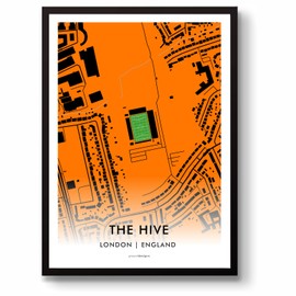 GroundDesigns BARNET FC Football Gift THE HIVE Stadium Art Map Unframed A3 Print