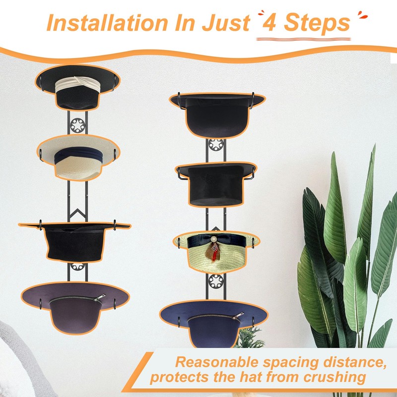 8 Pieces Cowboy Hat Organizer Hangers for Wall, Western Hat