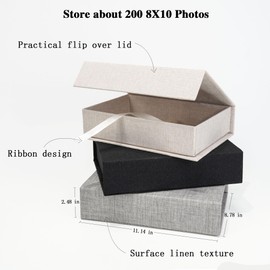 Vienrose Linen 8" x 10" Photo Cases and Postcard Keeper Storage Container Box 1Pcs for Photo, Postcard, Decorative Paper, Black